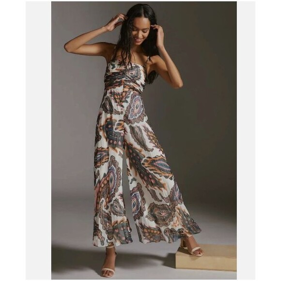 Anthropologie Ranna Gill Pleated Halter Jumpsuit Size L - Picture 5 of 7